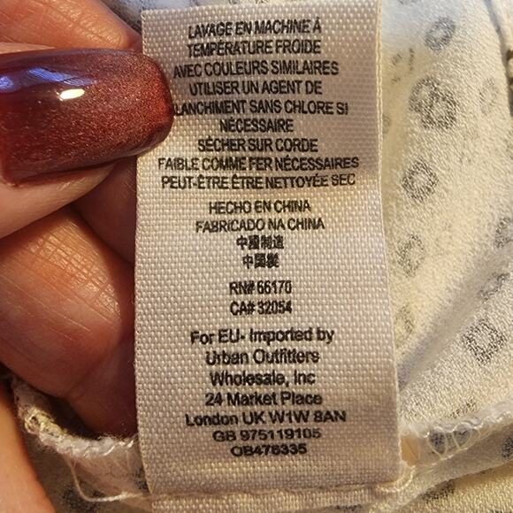 Free People Maxi Dress Womens 8 Modern Kimono Pearl Combo Ivory Lace Up cottage - Picture 5 of 11